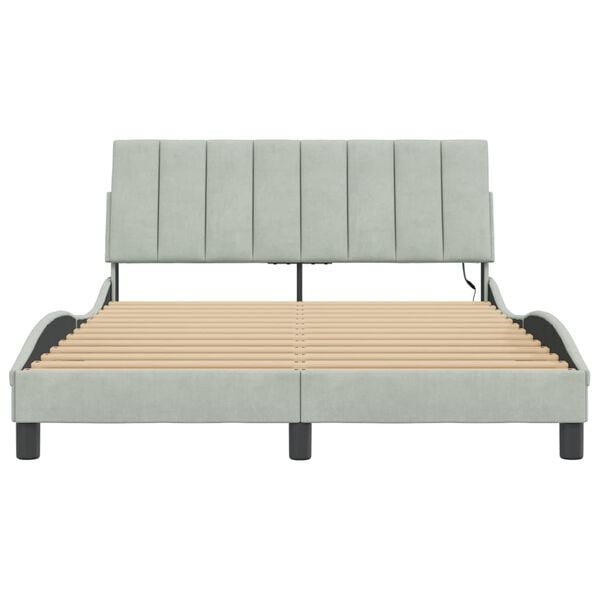 vidaXL Bed Frame without Mattress "Hanko" Light Grey 137x190 cm Double Velvet
