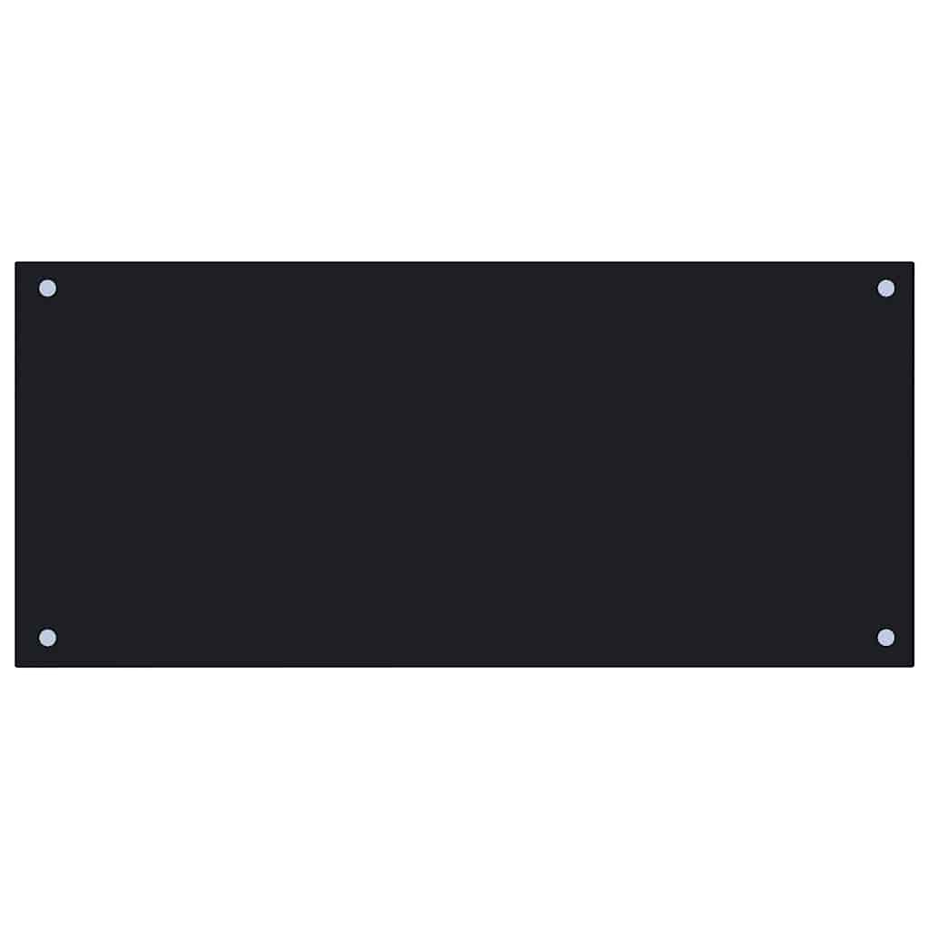 vidaXL Kitchen Backsplash Black 90 x 40 cm Tempered Glass