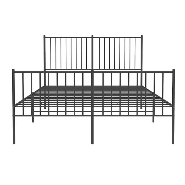 vidaXL Metal Bed Frame without Mattress with Footboard Black 135x190cm