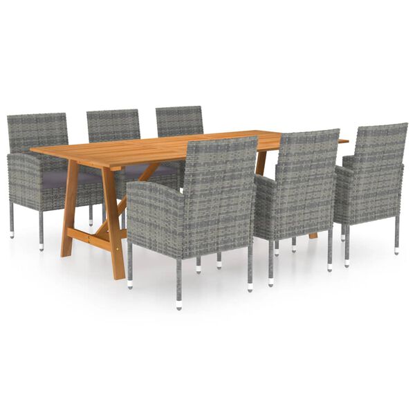 vidaXL 7 Piece Garden Dining Set Grey