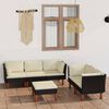 vidaXL 6 Piece Garden Lounge Set with Cushions Poly Rattan Black