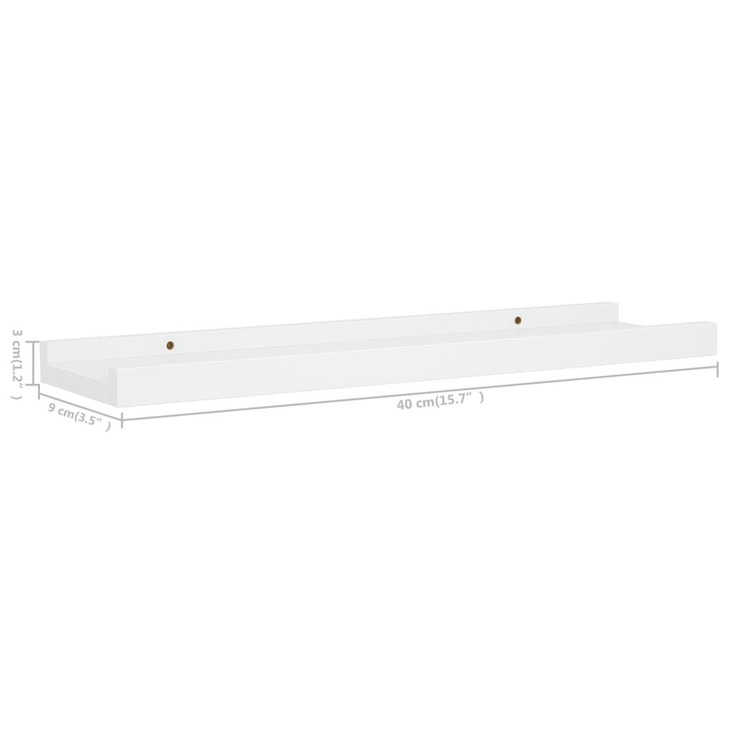 vidaXL Picture Frame Ledge Shelves 2 pcs White 40x9x3 cm MDF