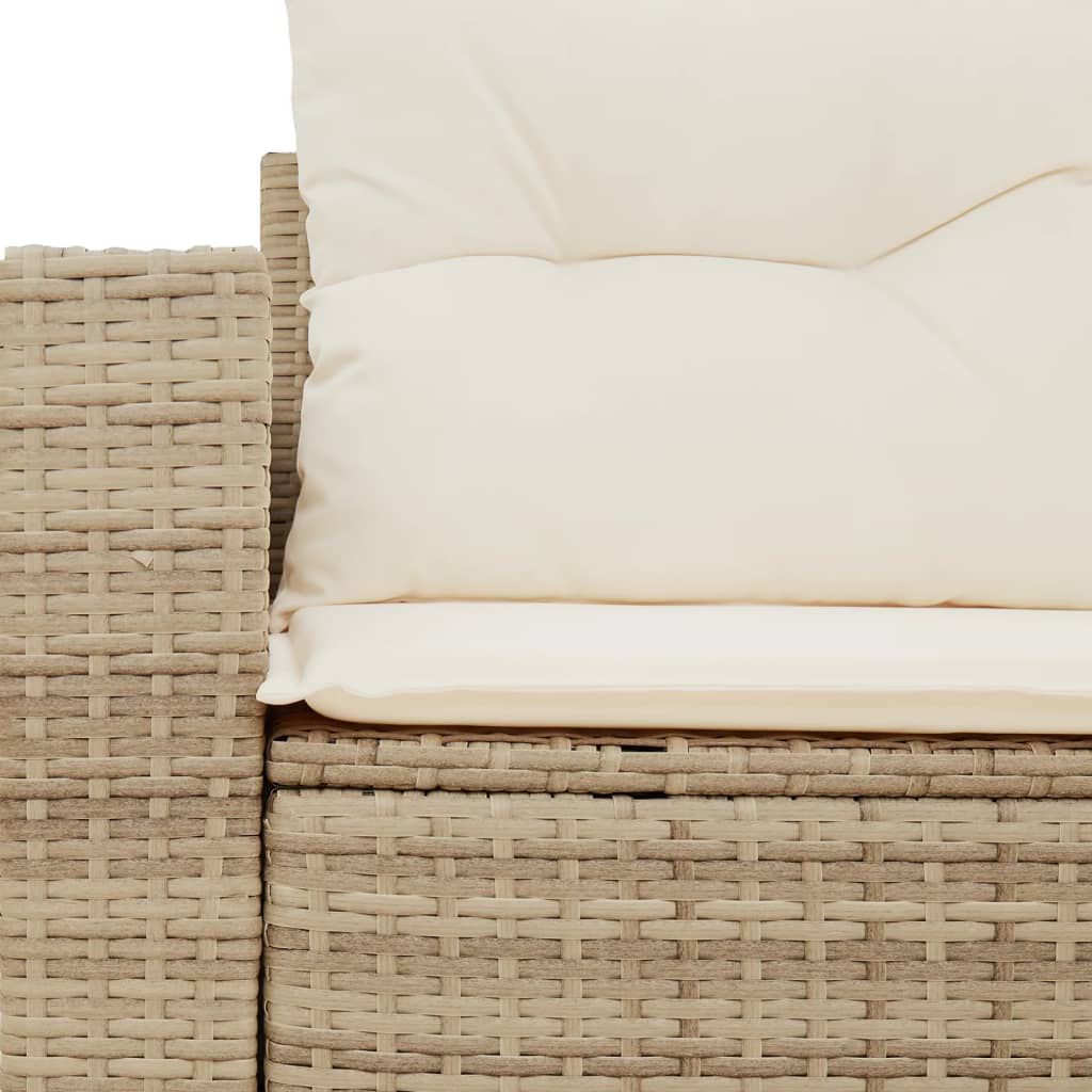 vidaXL Garden Sofa with Cushions 2-Seater Beige Poly Rattan