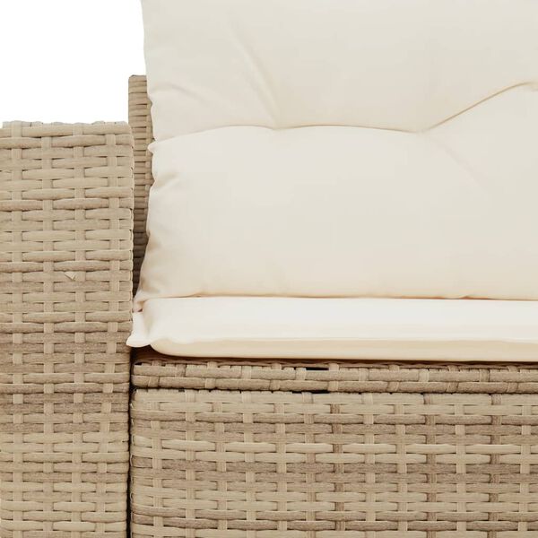 vidaXL Garden Sofa with Cushions 2-Seater Beige Poly Rattan