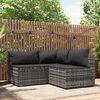 vidaXL 3 Piece Garden Lounge Set with Cushions Grey Poly Rattan