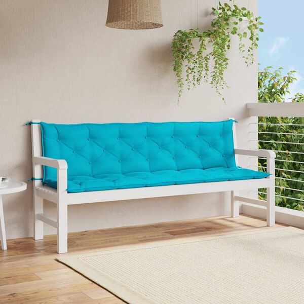 vidaXL Garden Bench Cushions 2pcs Turquoise 200x50x7cm Fabric