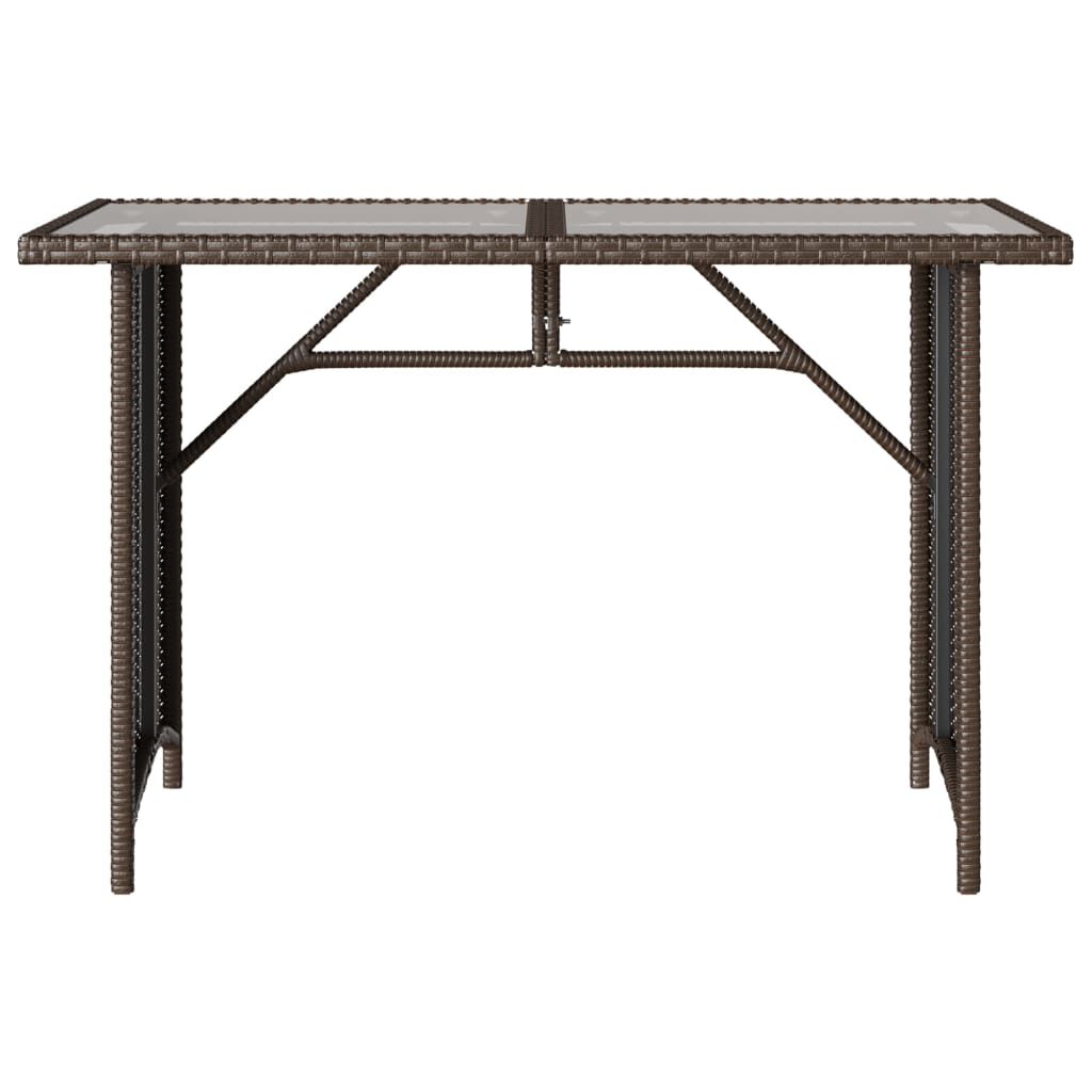 vidaXL Garden Table with Glass Top Brown 110x68x70 cm Poly Rattan