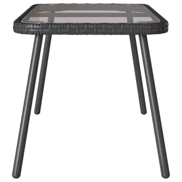 vidaXL Coffee Table Black 90 x 45 x 43 cm Poly Rattan and glass