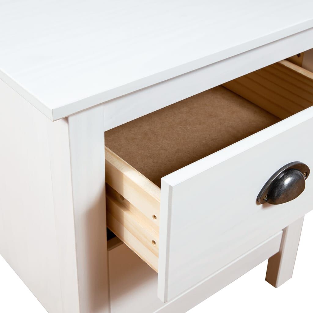 vidaXL Bedside Cabinet Hill White 46x35x49.5 cm Solid Pine Wood