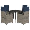 vidaXL 5 Piece Garden Dining Set with Cushions Grey Poly Rattan