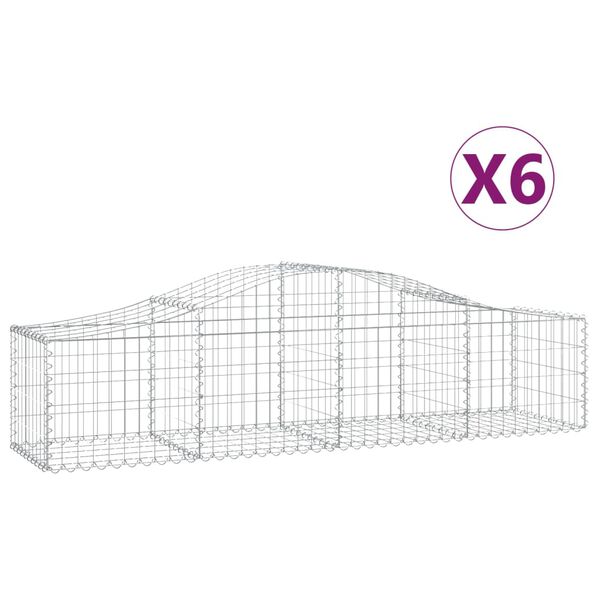 vidaXL Arched Gabion Baskets 6 pcs 200x50x40/60 cm Galvanised Iron