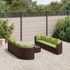 vidaXL 9 Piece Garden Sofa Set with Cushions Brown Poly Rattan