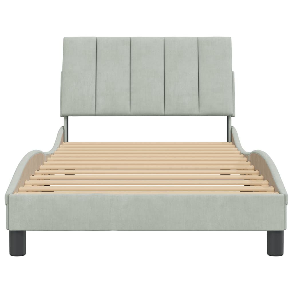 vidaXL Bed Frame without Mattress Light Grey 100x203 cm Velvet