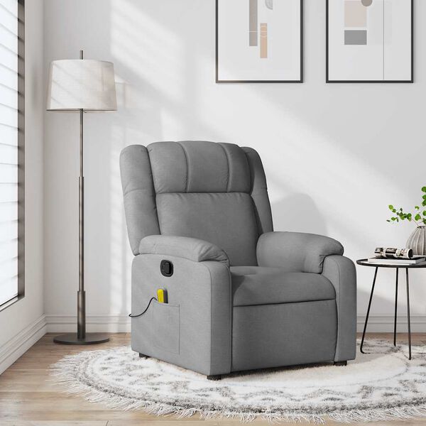 vidaXL Massage Recliner Chair Light Grey Fabric