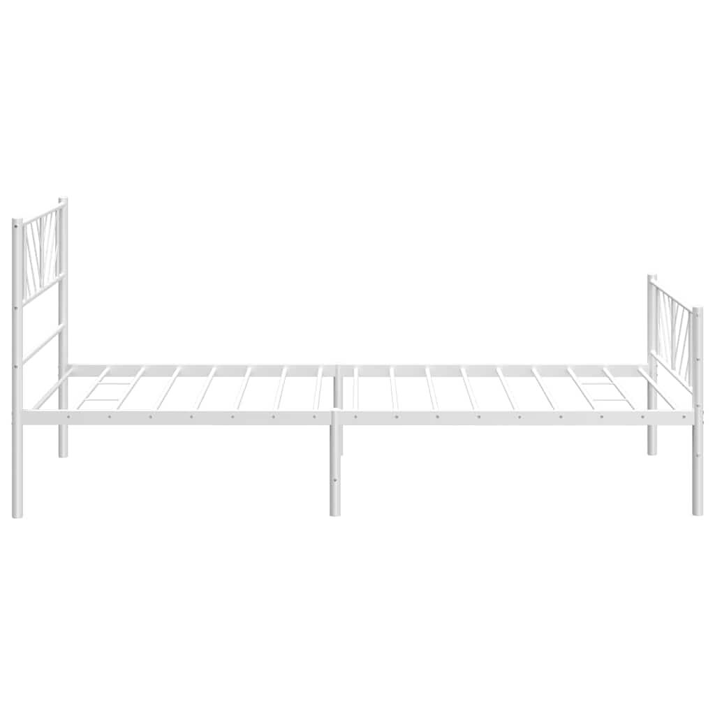 vidaXL Metal Bed Frame without Mattress with Footboard White 100x200cm
