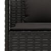 vidaXL L-shaped Garden Sofa with Cushions Black Poly Rattan