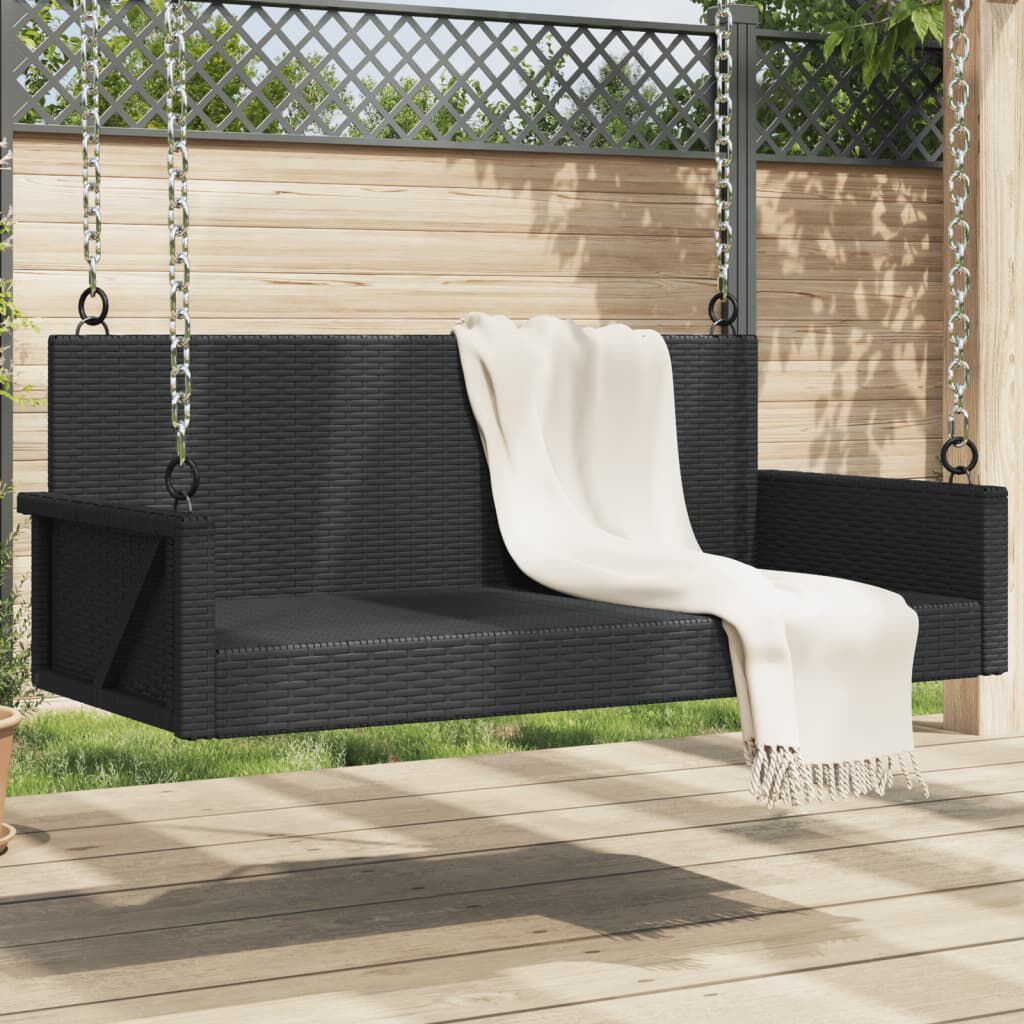 vidaXL Swing Bench Black 119x56x48 cm Poly Rattan
