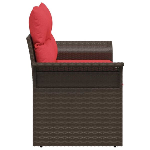 vidaXL Garden Sofa with Cushion Brown 141 x 62 x 69cm Poly Rattan