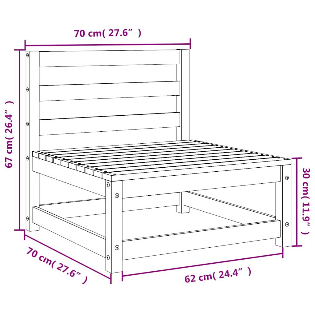 vidaXL Garden Sofas Armless 2 pcs 70x70x67 cm Solid Wood Pine
