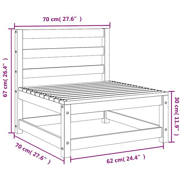 vidaXL Garden Sofas Armless 2 pcs 70x70x67 cm Solid Wood Pine