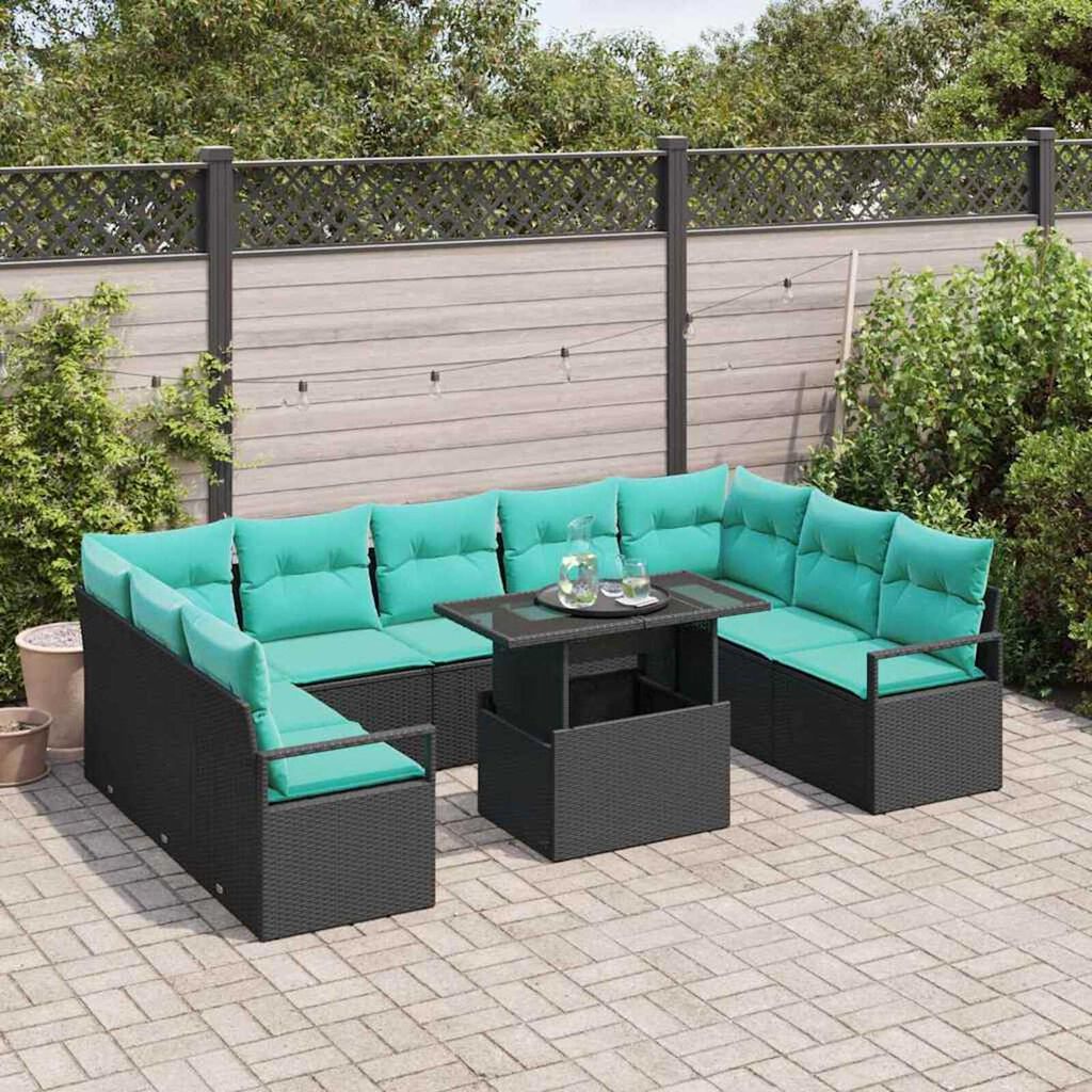 vidaXL Garden Sofa Set Manual 10 pcs Black and blue 100 x 55 x 73 cm