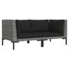 vidaXL Garden Sofas 2pcs with Cushions Half Round Poly Rattan