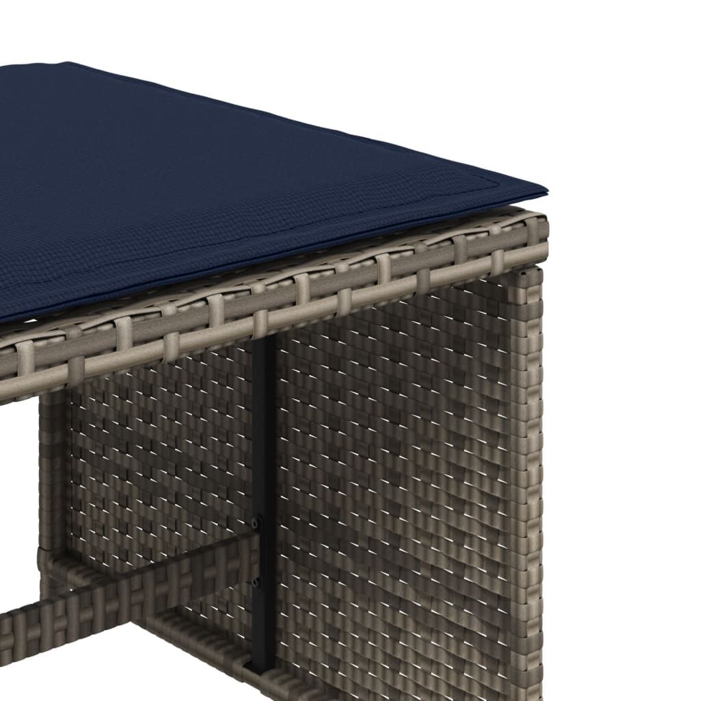 vidaXL Garden Stools with Cushions 4 pcs Grey 40x40x35 cm Poly Rattan