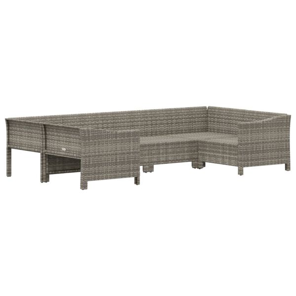 vidaXL 6 Piece Garden Lounge Set with Cushions Grey Poly Rattan