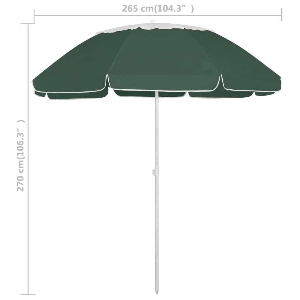 vidaXL Beach Parasol Green 300 cm
