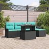 vidaXL Garden Sofa Set with Cushion 6 pcs Black Poly rattan
