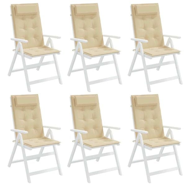 vidaXL Highback Chair Cushions 6 pcs Beige Oxford Fabric