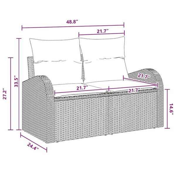 vidaXL Garden Sofa Set Manual 7 pcs Brown and red 100 x 55 x 73 cm