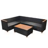 vidaXL 4 Piece Garden Lounge Set with Cushions Poly Rattan Black