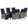 vidaXL Table and Chair Set with Cushion 7 pcs Grey PE Rattan