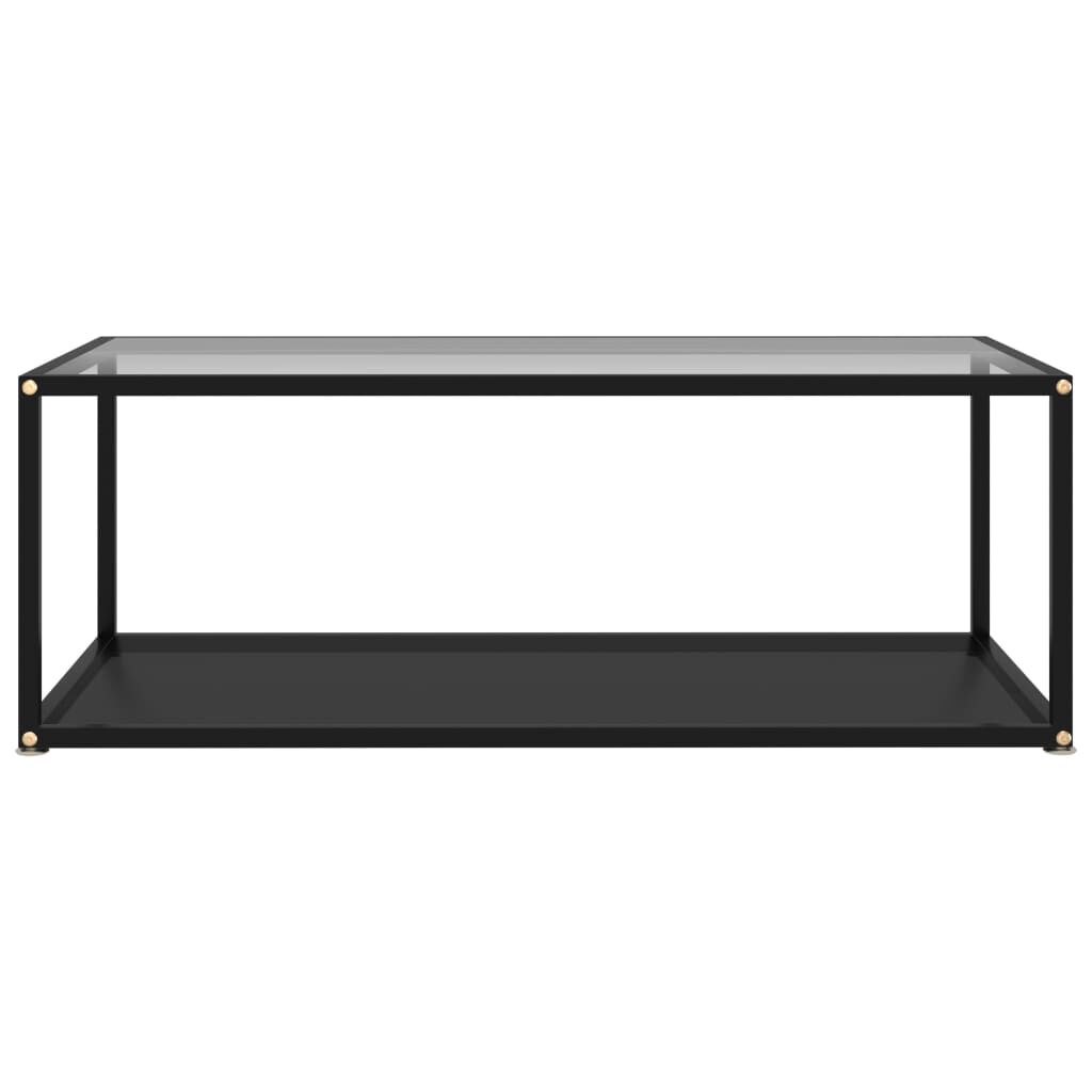 vidaXL Coffee Table Transparent and Black 100x50x35 cm Tempered Glass