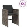 vidaXL Garden Chairs with Cushions 4 pcs Grey Poly Rattan
