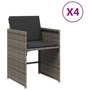vidaXL Garden Chairs with Cushions 4 pcs Grey Poly Rattan