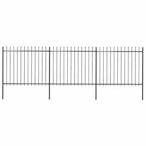 vidaXL Garden Fence with Spear Top Steel 537x150 cm Black