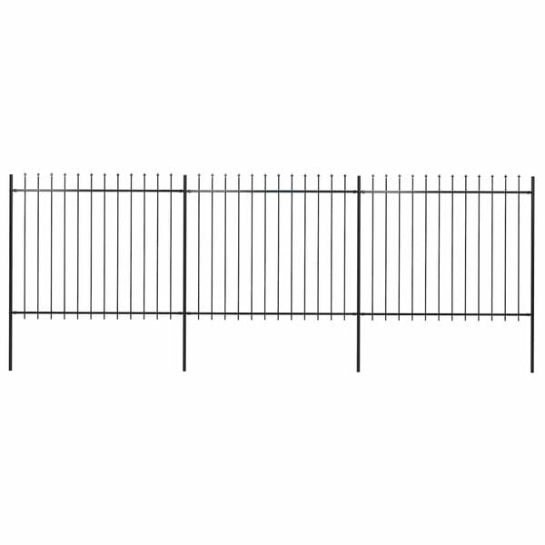vidaXL Garden Fence with Spear Top Steel 537x150 cm Black