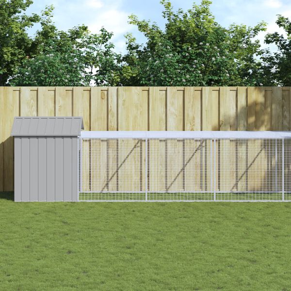 vidaXL Chicken Cage with Run Light Grey 117x1017x123 cm Galvanised Steel