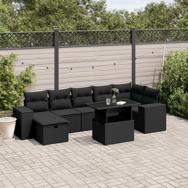 vidaXL 8 Piece Garden Sofa Set with Cushions Brown Poly Rattan