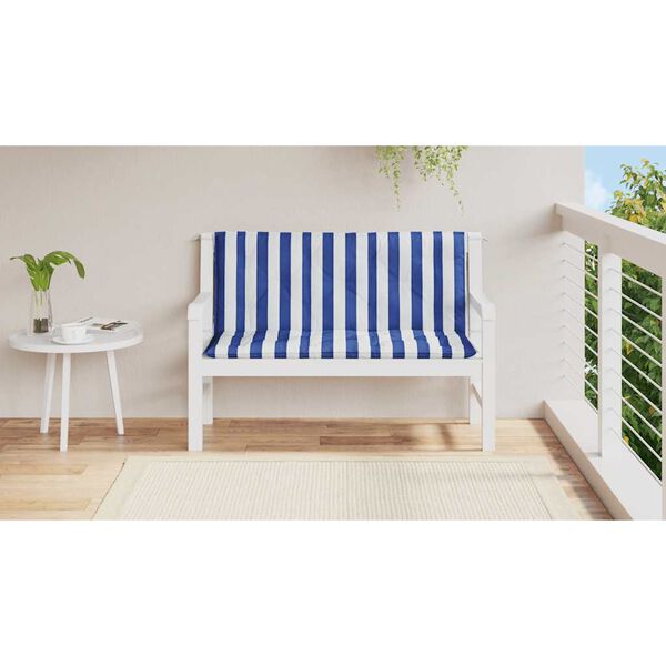 vidaXL Garden Bench Cushions 2pcs Blue&White Stripe 120x50x7cm Fabric