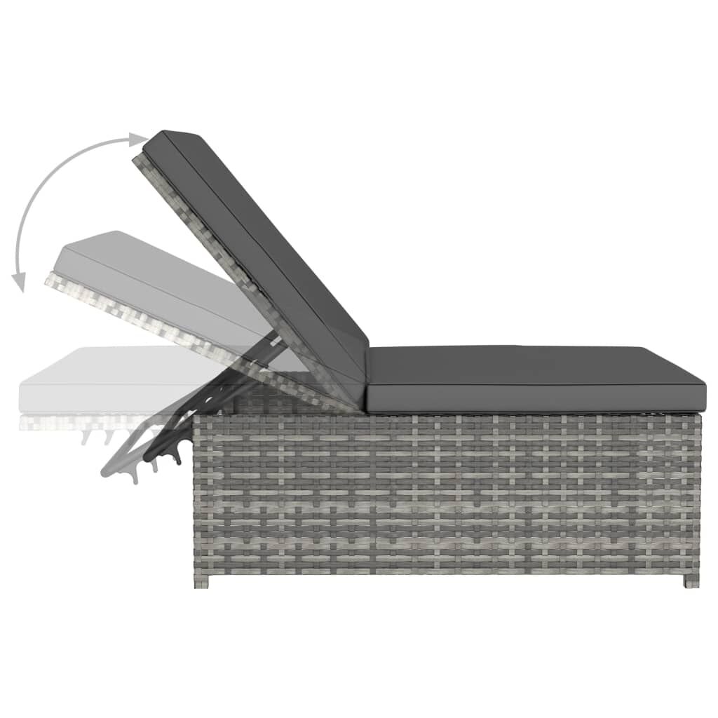 vidaXL Reclining Garden Chairs 2 pcs with Table Grey Poly Rattan