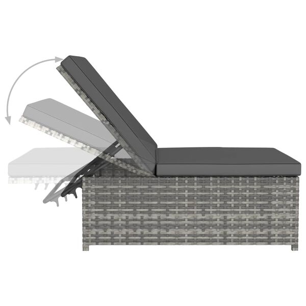 vidaXL Reclining Garden Chairs 2 pcs with Table Grey Poly Rattan