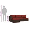 vidaXL 4 Piece Garden Lounge Set with Cushions Brown Poly Rattan