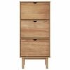 vidaXL Shoe Cabinet OTTA with 3 Drawers Brown Solid Wood Pine