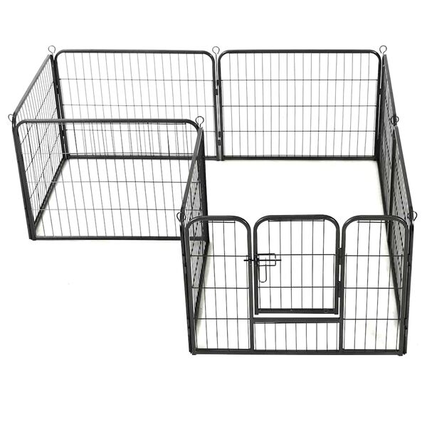 vidaXL Dog Playpen 8 Panels Steel 80x60 cm Black