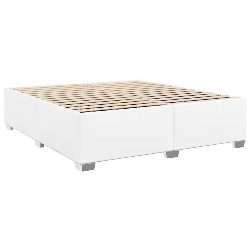 vidaXL Box Spring Bed with Mattress White King Faux Leather