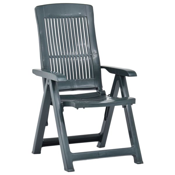 vidaXL Garden Reclining Chairs 2 pcs Plastic Green