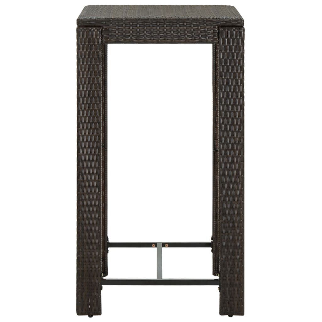 vidaXL 3 Piece Garden Bar Set with Cushions Poly Rattan Brown